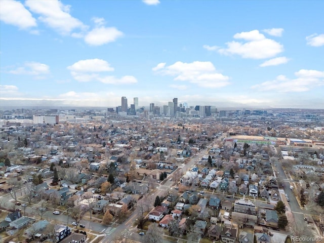 aerial view featuring a city view