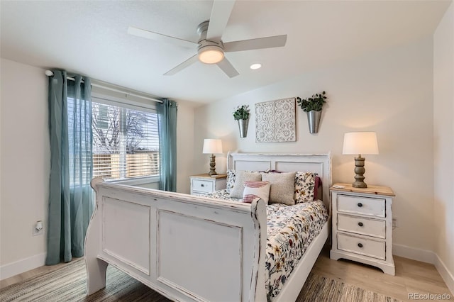 8985 Lander St, Westminster, CO 80031 - bedroom with baseboards, light wood-style floors, a ceiling fan, and recessed lighting