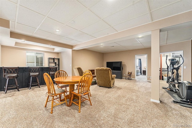 5289 Fairfield Cir, Castle Rock, CO 80104 - carpeted dining room featuring a bar, a drop ceiling, and recessed lighting