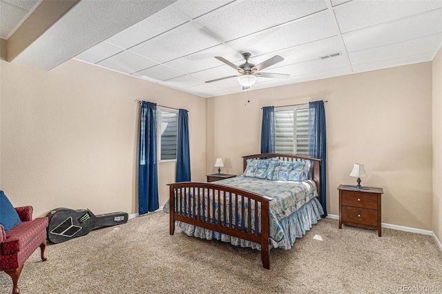 5289 Fairfield Cir, Castle Rock, CO 80104 - carpeted bedroom featuring a drop ceiling and ceiling fan