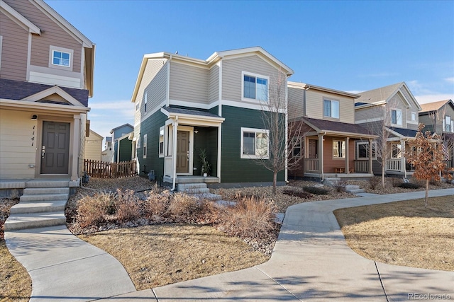 view of front of property with a residential view