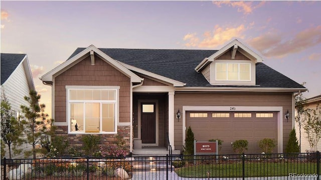 craftsman inspired home with a garage