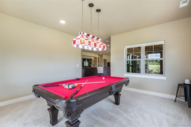 17275 Gwilym Ct, Monument, CO 80132 - rec room featuring baseboards, carpet flooring, and pool table
