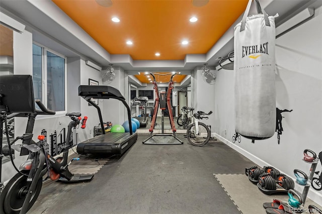 235 Eudora St, Denver, CO 80220 - workout area featuring recessed lighting and a raised ceiling