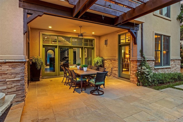 235 Eudora St, Denver, CO 80220 - view of patio featuring outdoor dining area and a pergola