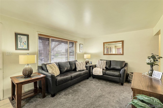 living room featuring light colored carpet