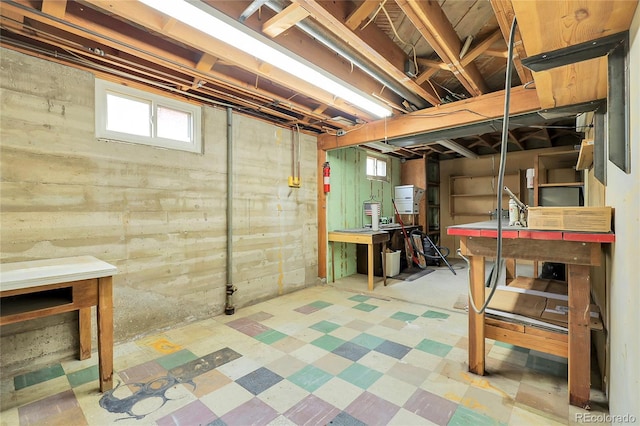 below grade area featuring tile patterned floors