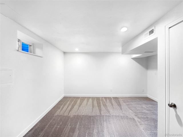 basement with carpet floors