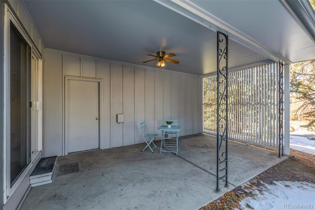 view of patio / terrace featuring ceiling fan