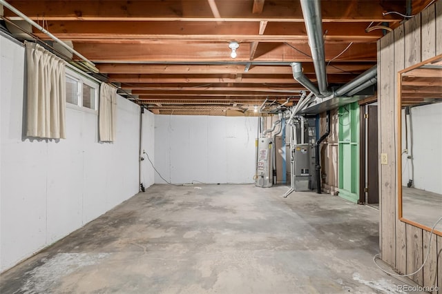 basement with gas water heater