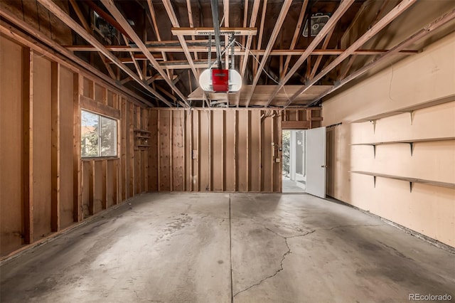 garage with a garage door opener