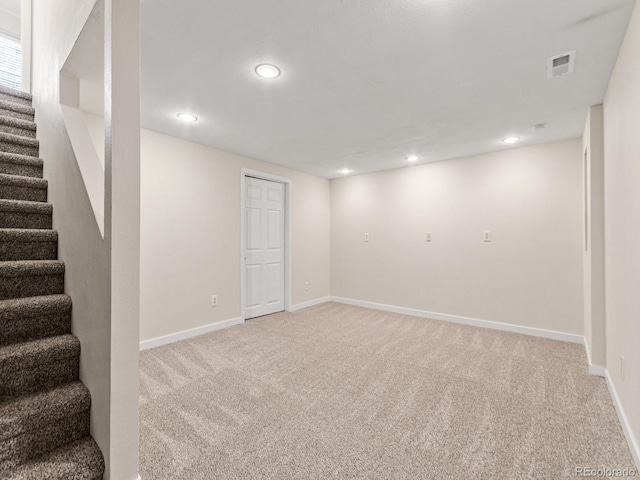 basement featuring carpet