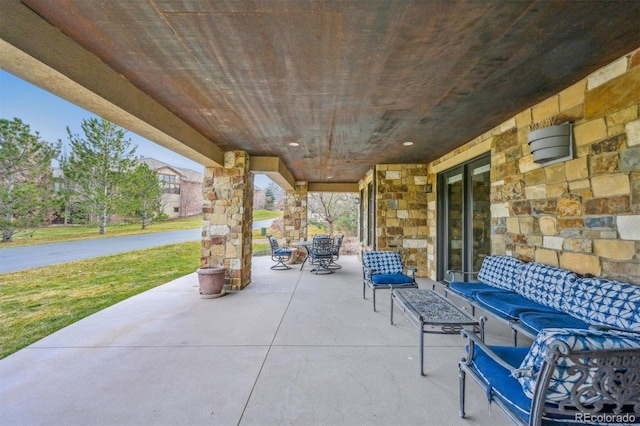 view of patio featuring an outdoor living space