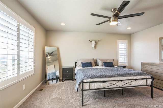 6954 E 117th Ave, Thornton, CO 80233 - carpeted bedroom with a ceiling fan, baseboards, and recessed lighting