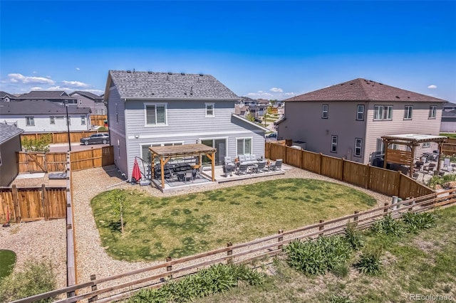 6954 E 117th Ave, Thornton, CO 80233 - back of house featuring a patio, a residential view, and a pergola