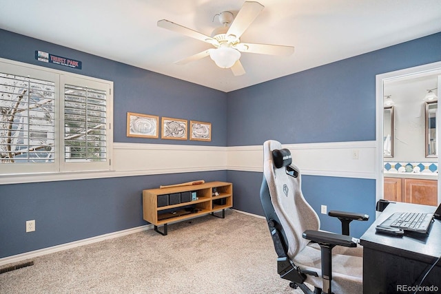 10247 Telluride Way, Commerce City, CO 80022 - home office featuring carpet and a ceiling fan