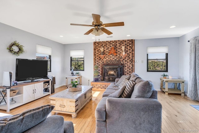 9591 State Highway 96, Westcliffe, CO 81252 - living area with a ceiling fan, light wood-style flooring, and recessed lighting