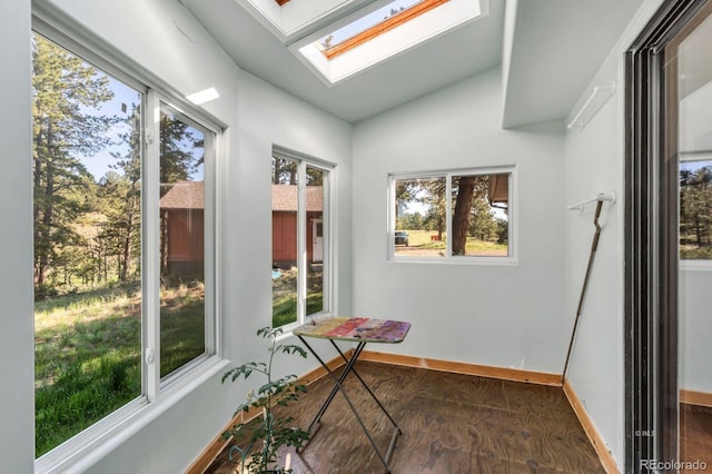 9591 State Highway 96, Westcliffe, CO 81252 - sunroom featuring a skylight, plenty of natural light, and vaulted ceiling