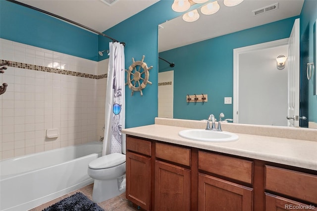 4464 E 139th Ave, Thornton, CO 80602 - full bath with shower / bath combination with curtain, vanity, toilet, and tile patterned floors