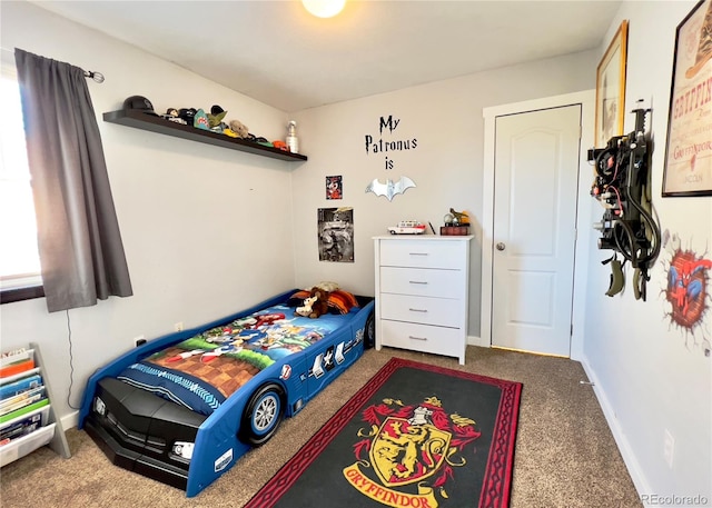 bedroom with carpet