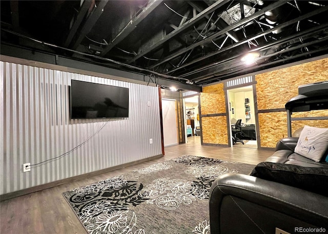 living room with wood-type flooring