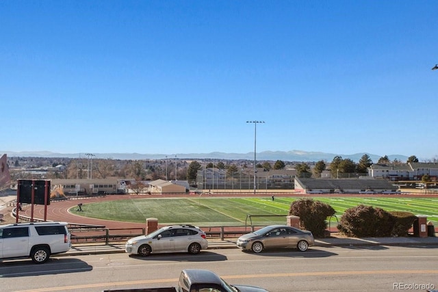 exterior space featuring a mountain view