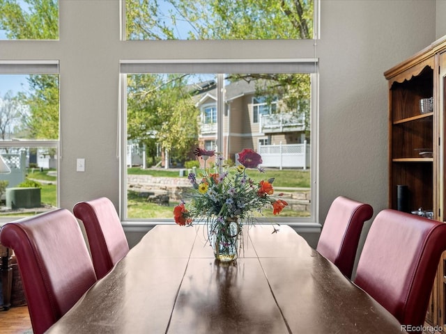 dining room featuring a textured wall