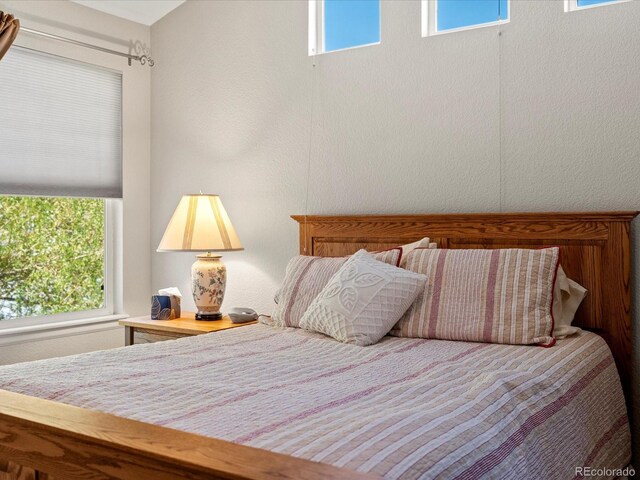 bedroom with multiple windows