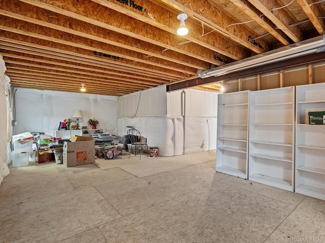 view of unfinished basement