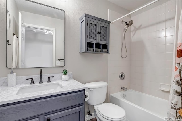 4578 Quandary Peak St, Brighton, CO 80601 - bathroom with vanity, shower / bath combo with shower curtain, and toilet
