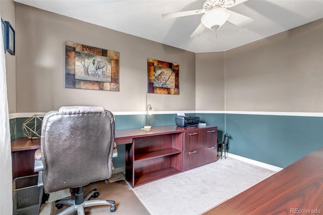 4578 Quandary Peak St, Brighton, CO 80601 - office space featuring a ceiling fan, carpet floors, and baseboards