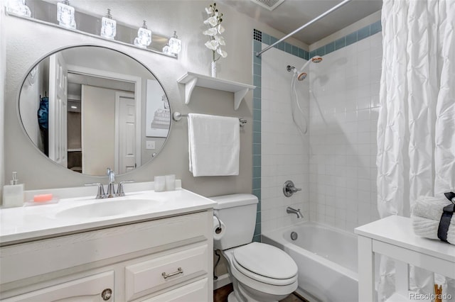 4578 Quandary Peak St, Brighton, CO 80601 - bathroom with shower / bath combination with curtain, vanity, and toilet