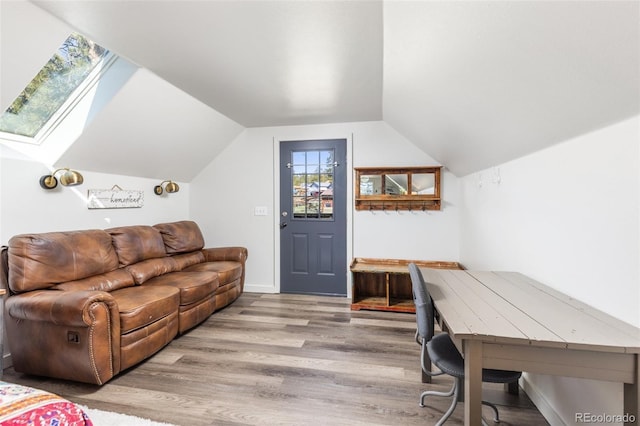 377 Homestead Rd, Bailey, CO 80421 - living area with wood finished floors and vaulted ceiling