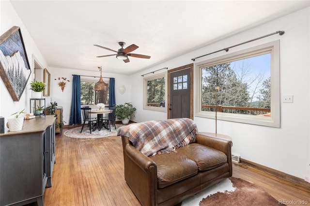 377 Homestead Rd, Bailey, CO 80421 - living area with a ceiling fan and light wood finished floors