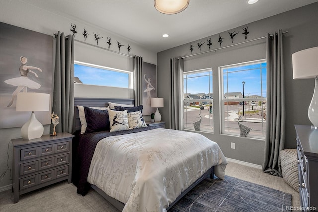 13410 New Ranch Dr, Peyton, CO 80831 - bedroom featuring light colored carpet, baseboards, and recessed lighting