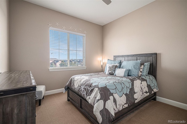 bedroom featuring light colored carpet