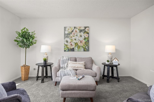 18527 E Kansas Pl, Aurora, CO 80017 - carpeted living area with a textured ceiling and baseboards