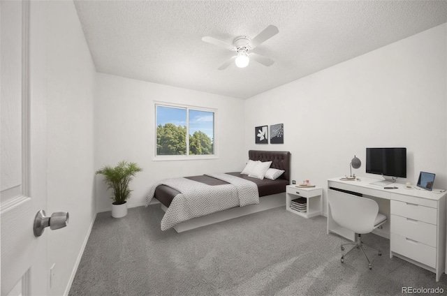 18527 E Kansas Pl, Aurora, CO 80017 - carpeted bedroom featuring a textured ceiling, a desk, and ceiling fan