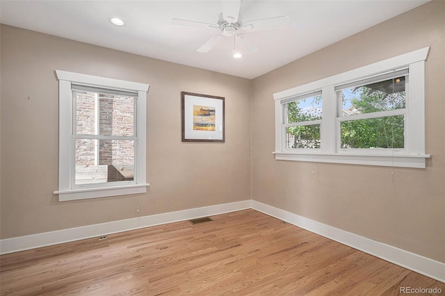 726 S Corona St, Denver, CO 80209 - empty room featuring baseboards, light wood-style flooring, recessed lighting, and ceiling fan