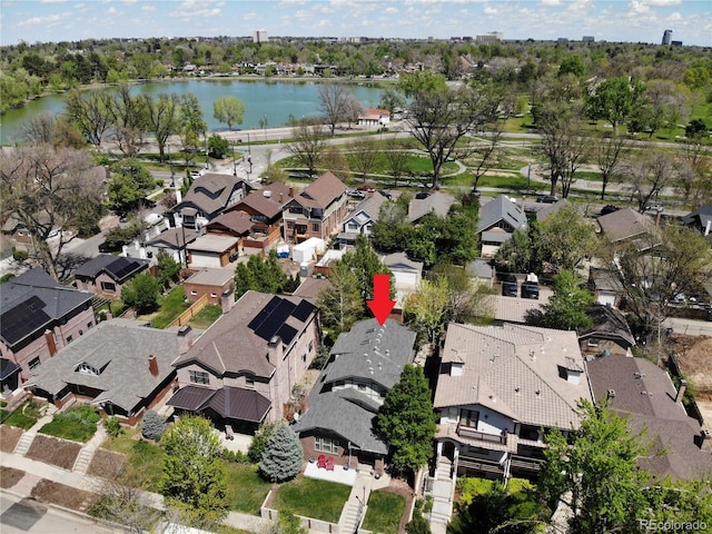726 S Corona St, Denver, CO 80209 - aerial view of property and surrounding area featuring a nearby body of water and nearby suburban area