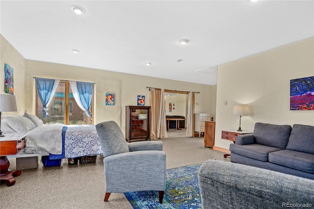 living area with recessed lighting