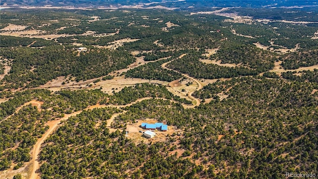birds eye view of property featuring a mountain view