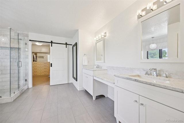 5528 S Jasper Way, Centennial, CO 80015 - full bath with a shower stall, vanity, and tile patterned flooring