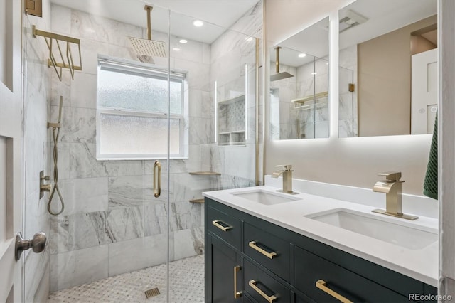 2664 Forest St, Denver, CO 80207 - full bath featuring a shower stall and double vanity