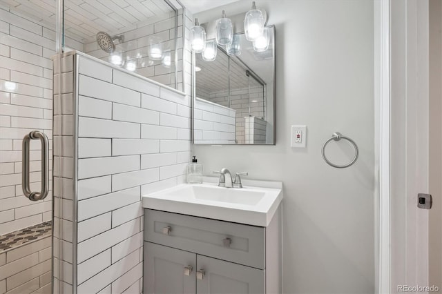 2664 Forest St, Denver, CO 80207 - bathroom with a shower stall and vanity