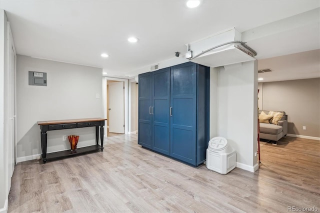 2664 Forest St, Denver, CO 80207 - unfurnished living room featuring light wood finished floors, recessed lighting, and baseboards
