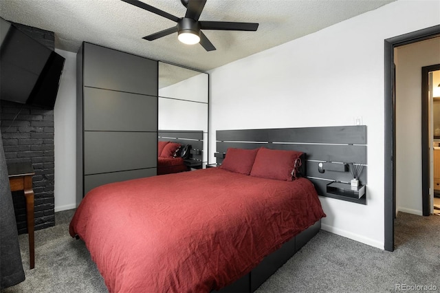 2700 S Holly St Unit 202, Denver, CO 80222 - bedroom with carpet floors, a ceiling fan, and a textured ceiling