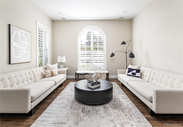 295 Jersey St, Denver, CO 80220 - living area with baseboards and dark wood-style flooring