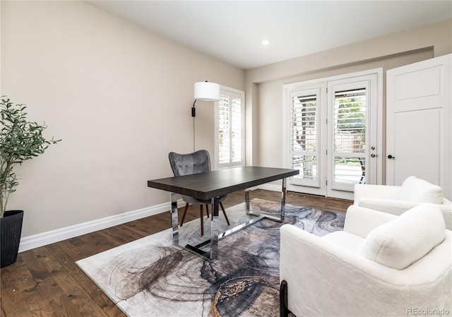 295 Jersey St, Denver, CO 80220 - office area featuring recessed lighting, baseboards, and dark wood finished floors
