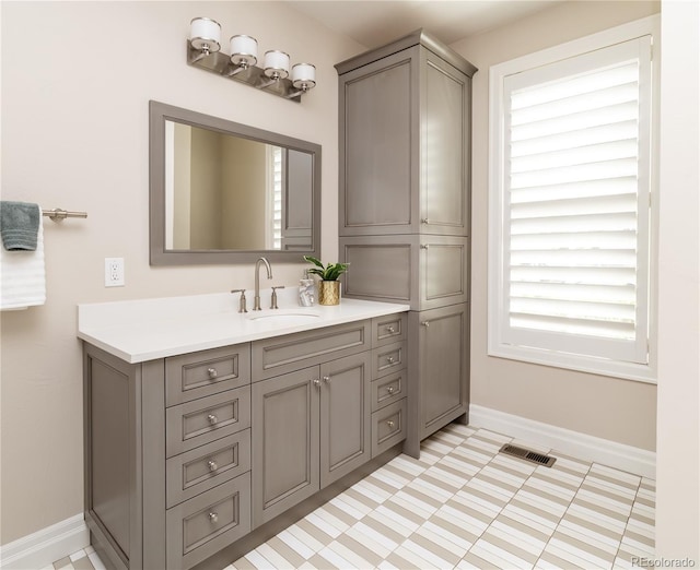 295 Jersey St, Denver, CO 80220 - bathroom with visible vents, baseboards, and vanity